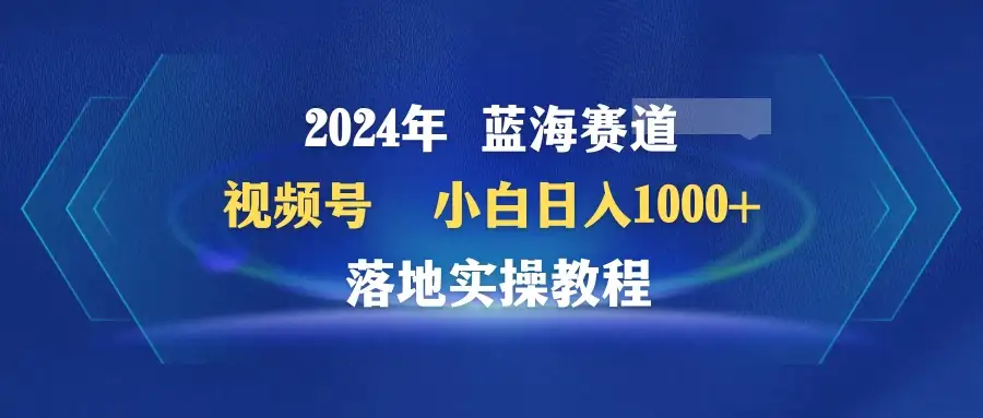 2024年蓝海赛道 视频号 小白日入1000+ 落地实操教程-优优云创网