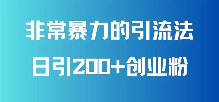 非常暴力的引流方法，可日引200+创业粉，靠卖项目月入10W+-优优云创网