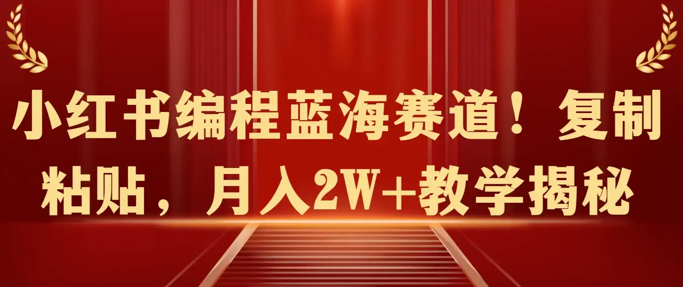 小红书编程蓝海赛道！复制粘贴，月入2W+教学揭秘-优优云创网