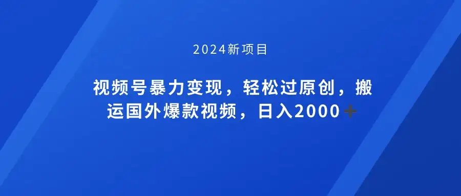 视频号创作者分成计划，搬运国外爆款视频，100%过原创，小白也能品22000+-优优云创网