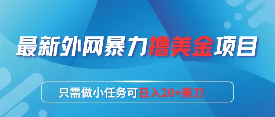最新外网暴力撸美金项目，只需做小任务可日入20+美刀-优优云创网