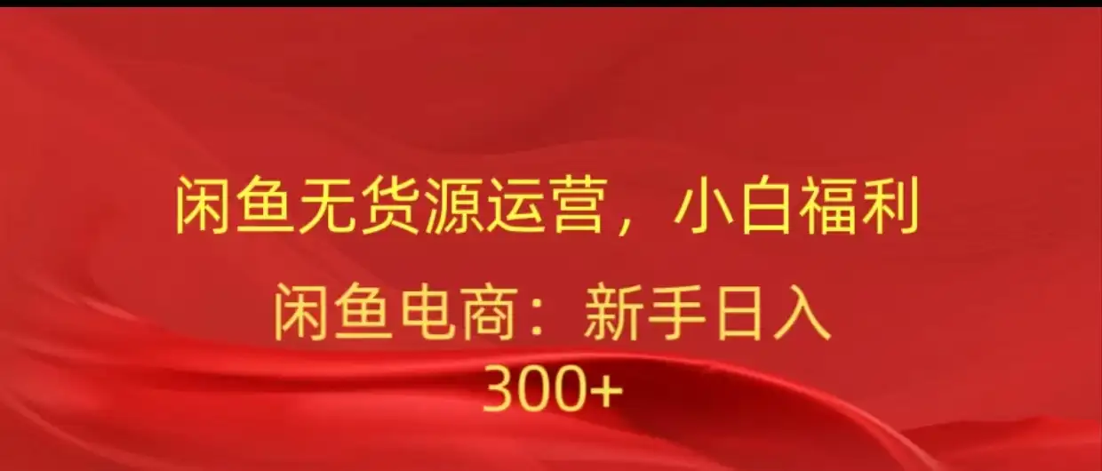 闲鱼无货源运营，小白福利，日入300+，轻松月入过万！-优优云创网