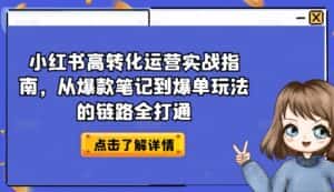 小红书高转化运营实战指南,从爆款笔记到爆单玩法的链路全打通-优优云创网