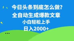(10541期)今日头条最新最强连怼操作,10分钟50条,真正解放双手,月入1w+-优优云创网