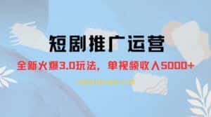 外面收费 1980 的短剧推广运营,可长期,正规起号,单作品收入 3000+-优优云创网