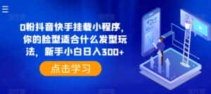 0粉抖音快手挂载小程序，你的脸型适合什么发型玩法，新手小白日入300+-优优云创网