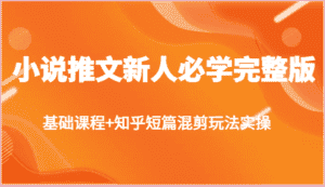 小说推文新人必学完整版，基础课程+知乎短篇混剪玩法实操-优优云创网