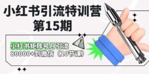 小红书引流特训营第15期,小红书矩阵号月引流80000+到微信(10节课)-优优云创网