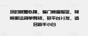 玩的就是心跳，偏门赛道掘金，视频搬运简单剪辑，多平台分发，适合新手小白-优优云创网