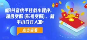 0粉抖音快手挂载小程序,超级变脸(影视变脸),新手小白日入300+-优优云创网