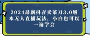 2024最新抖音卖菜刀3.0版本无人直播玩法,小白也可以一遍学会-优优云创网