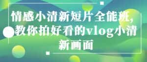 情感小清新短片全能班,教你拍好看的vlog小清新画面-优优云创网
