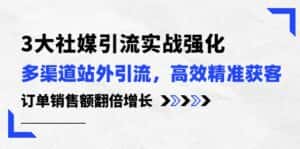 3大社媒引流实操强化,多渠道站外引流/高效精准获客/订单销售额翻倍增长-优优云创网