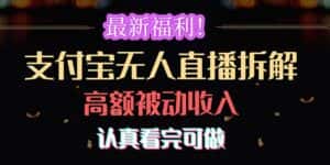 （10619期）最新福利！支付宝无人直播拆解，实现高额被动收入，认真看完可做-优优云创网