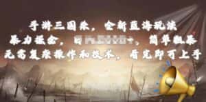 手游三国杀最新蓝海玩法，简单粗暴，无需复杂的操作和技术，看完即可上手-优优云创网