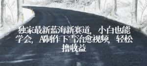 独家最新蓝海新赛道，小白也能学会，AI制作下雪治愈视频，轻松撸收益-优优云创网