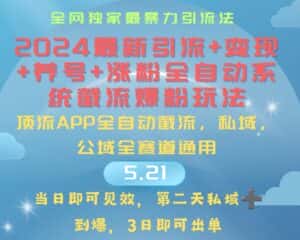 (10643期)2024最暴力引流+涨粉+变现+养号全自动系统爆粉玩法-优优云创网