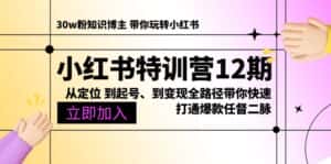 （10666期）小红书特训营12期：从定位 到起号、到变现全路径带你快速打通爆款任督二脉-优优云创网