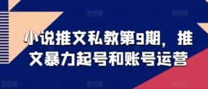 小说推文私教第9期，推文暴力起号和账号运营-优优云创网