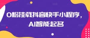 0粉挂载抖音快手小程序，AI智能起名-优优云创网