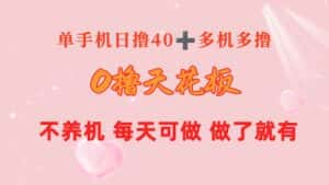(10670期)0撸天花板 单手机日收益40+ 2台80+ 单人可操作10台 做了就有 长期稳定-优优云创网