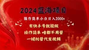 (10693期)2024蓝海项目,网盘拉新,操作简单小白日入2000+,一键托管代发视频,…-优优云创网