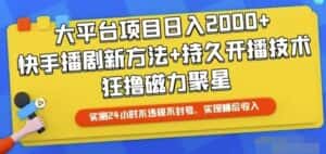 （10694期）快手24小时无人直播，真正实现睡后收益-优优云创网