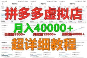 拼多多虚拟电商训练营月入40000+，全网最详细，你做你也行，暴利稳定长久-优优云创网