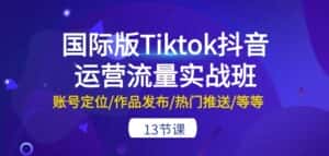 国际版Tiktok抖音运营流量实战班:账号定位/作品发布/热门推送/等等-13节-优优云创网