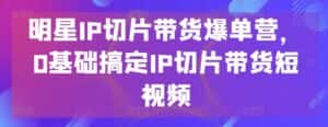 明星IP切片带货爆单营,0基础搞定IP切片带货短视频-优优云创网
