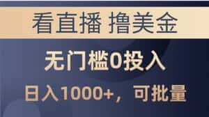 （10747期）最新看直播撸美金项目，无门槛0投入，单日可达1000+，可批量复制-优优云创网
