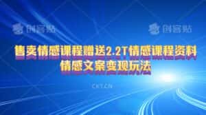 （10773期）售卖情感课程，赠送2.2T情感课程资料，情感文案变现玩法-优优云创网