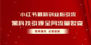 (10789期)小红书最新创业粉引流,黑科技引爆全网流量裂变,简单操作长期吸粉-优优云创网