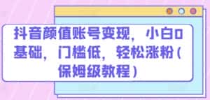 抖音颜值账号变现，小白0基础，门槛低，​轻松涨粉(保姆级教程)-优优云创网