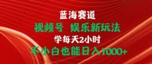 （10818期）蓝海赛道视频号 娱乐新玩法每天2小时小白也能日入1000+-优优云创网