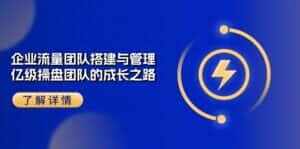 企业流量团队搭建与管理,亿级操盘团队的成长之路(28节课)-优优云创网