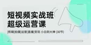 (10836期)短视频实战班-超级运营课,|剪辑|拍摄|运营|直播|变现 小白到大神 (30节)-优优云创网