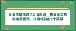 多多店铺操盘手2.0新课,拼多多卖货的底层逻辑,打造爆款的3个周期-优优云创网