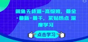 闲鱼无货源-高级班,最全·最新·最干,紧贴热点 深度学习-优优云创网