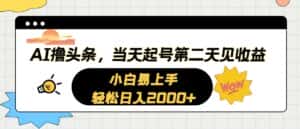 （10884期）AI撸头条，当天起号，第二天见收益。轻松日入2000+-优优云创网