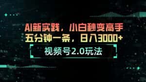 （10888期）视频号2.0玩法 AI新实践，小白秒变高手五分钟一条，日入3000+-优优云创网