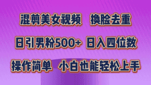 (10908期)混剪美女视频,换脸去重,轻松过原创,日引色粉500+,操作简单,小白也…-优优云创网