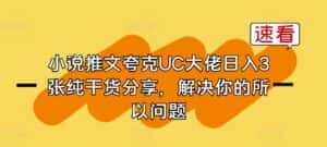 小说推文夸克UC大佬日入3张纯干货分享，解决你的所以问题-优优云创网