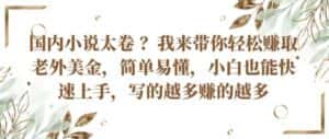 国内小说太卷 ?带你轻松赚取老外美金,简单易懂,小白也能快速上手,写的越多赚的越多-优优云创网