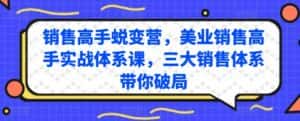 销售高手蜕变营,美业销售高手实战体系课,三大销售体系带你破局-优优云创网