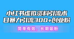 （10941期）小红书虚拟资料引流术，日暴力引流300+创业粉，简单有效，长期吸粉-优优云创网