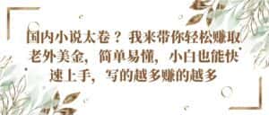 国内小说太卷？带你轻松赚取老外美金，简单易懂小白也能快速上手，写的越多赚的越多-优优云创网
