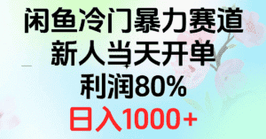 （10985期）2024闲鱼冷门暴力赛道，新人当天开单，利润80%，日入1000+-优优云创网