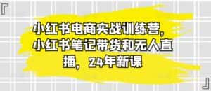 小红书电商实战训练营，小红书笔记带货和无人直播，24年新课-优优云创网