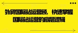 外贸国际站运营顾问,快速掌握国际站运营的底层逻辑-优优云创网